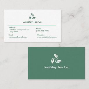 Cartão De Visita Hotel de Chá Minimalista Elegante Limpo