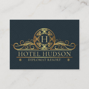 Cartão De Visita Hotel Dourado de luxo