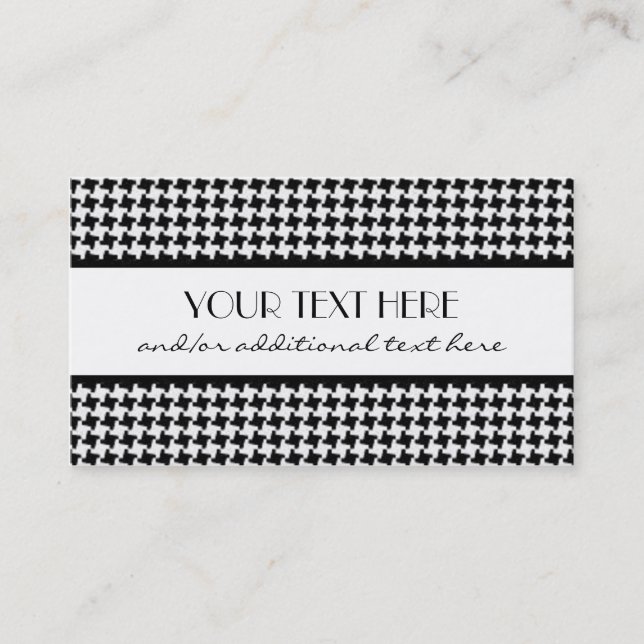 Cartão De Visita Houndstooth preto & branco (Frente)