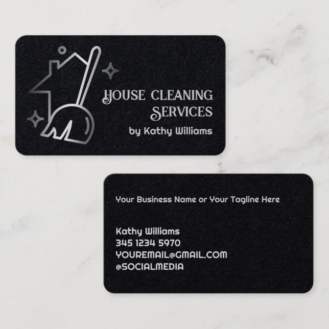 Cartão De Visita House Cleaner Premium Black (Frente/Verso)