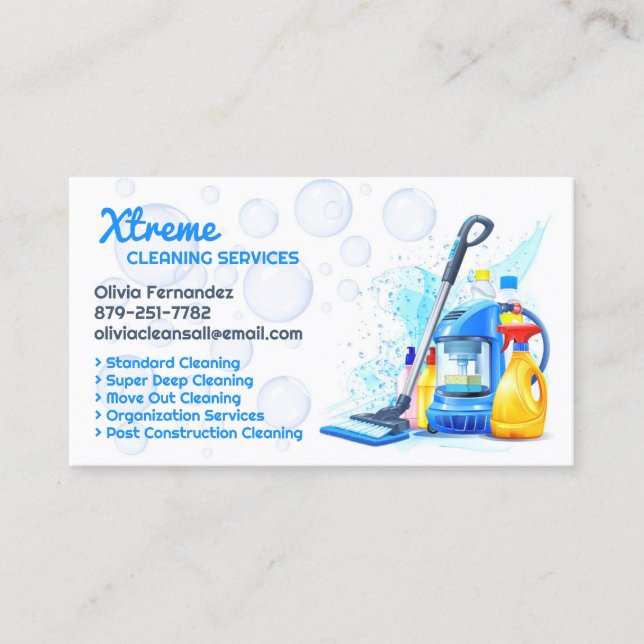 Cartão De Visita House Cleaning Business Card Template (Frente)