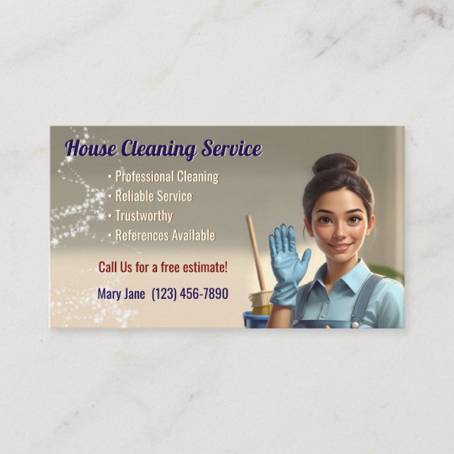 Cartão De Visita House Cleaning Business Cards (Frente)