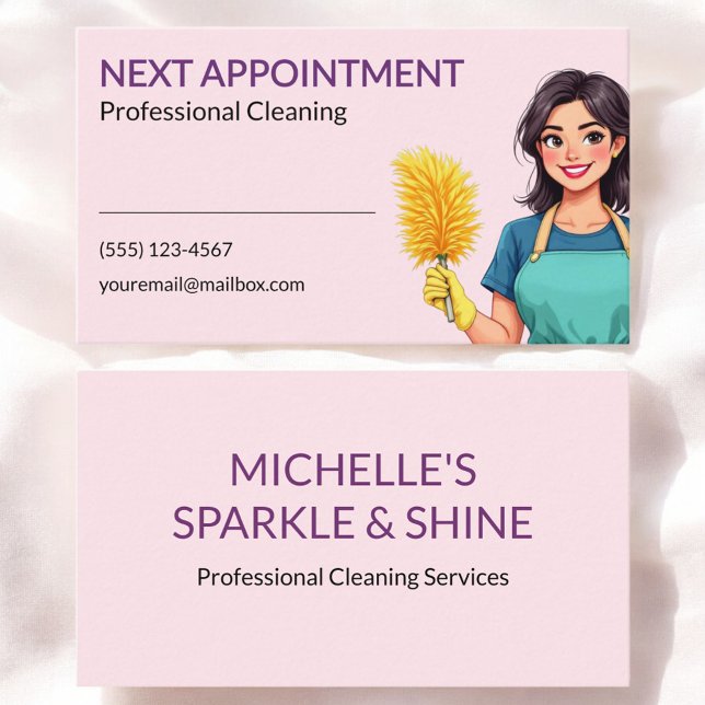 Cartão De Visita House Cleaning Service Business Appointment Card (Criador carregado)