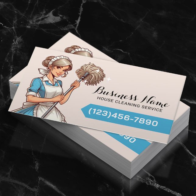Cartão De Visita House Clearing Cartoon Bonito Maid Service (Criador carregado)