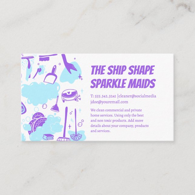 Cartão De Visita House Maid Cleaning Service and Supplies (Frente)