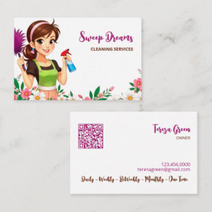 Cartão De Visita House Maid Floral QR