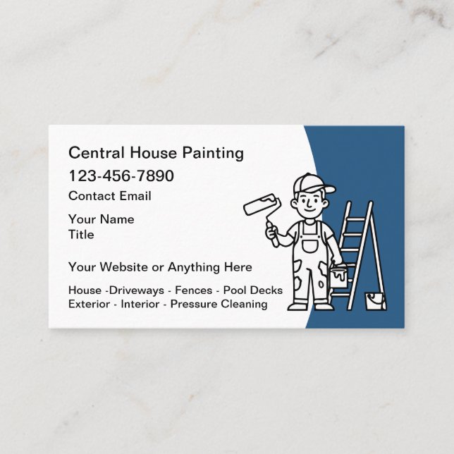 Cartão De Visita House Painter Modern Simple Business Cards (Frente)