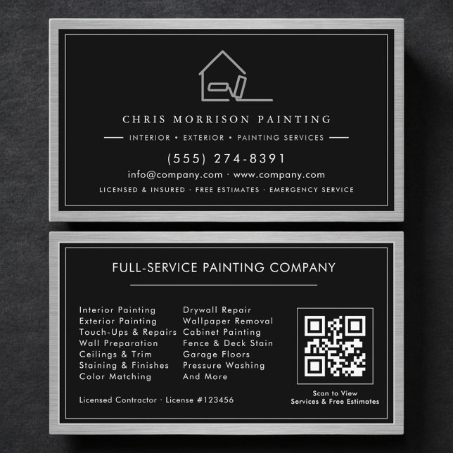 Cartão De Visita House Painter QR Code Painting Service  (Criador carregado)