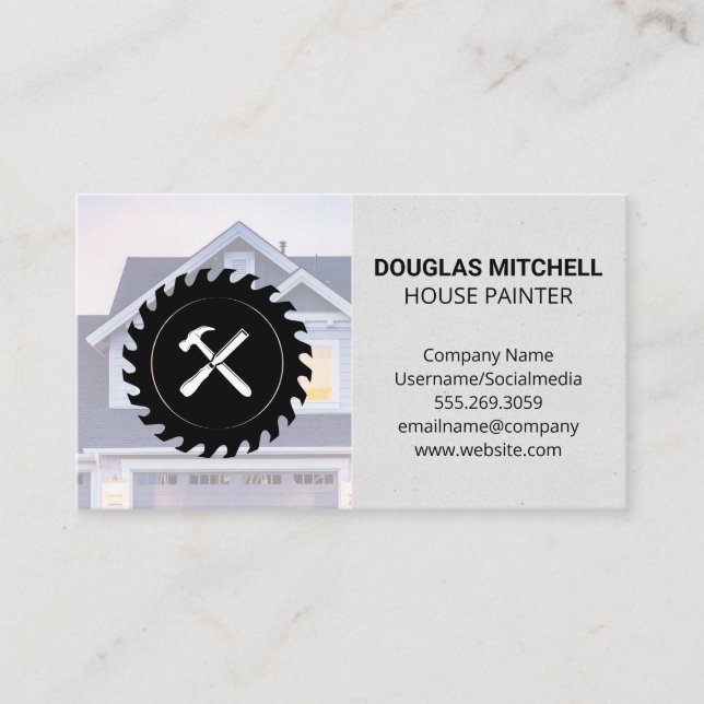 Cartão De Visita House | Saw Chisel e Hammer (Frente)