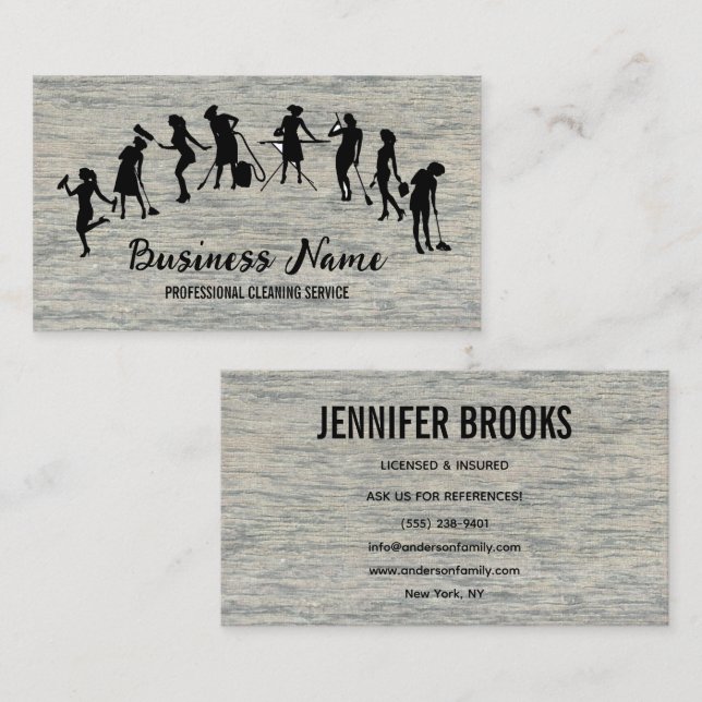 Cartão De Visita Housekeeping Maid Service Cleaning Professional (Frente/Verso)