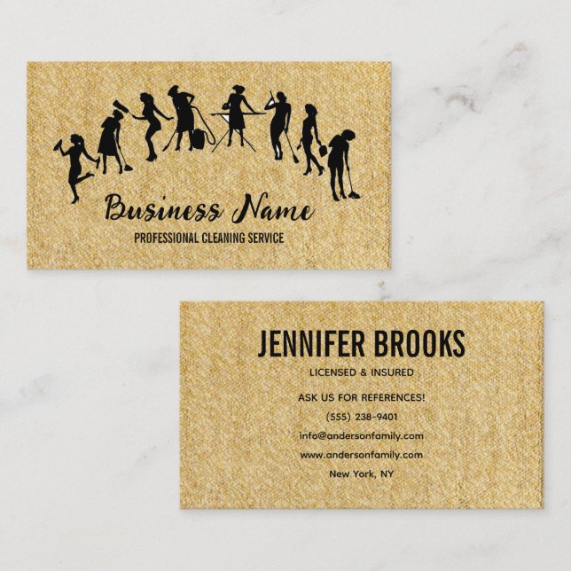 Cartão De Visita Housekeeping Maid Service Cleaning Professional (Frente/Verso)