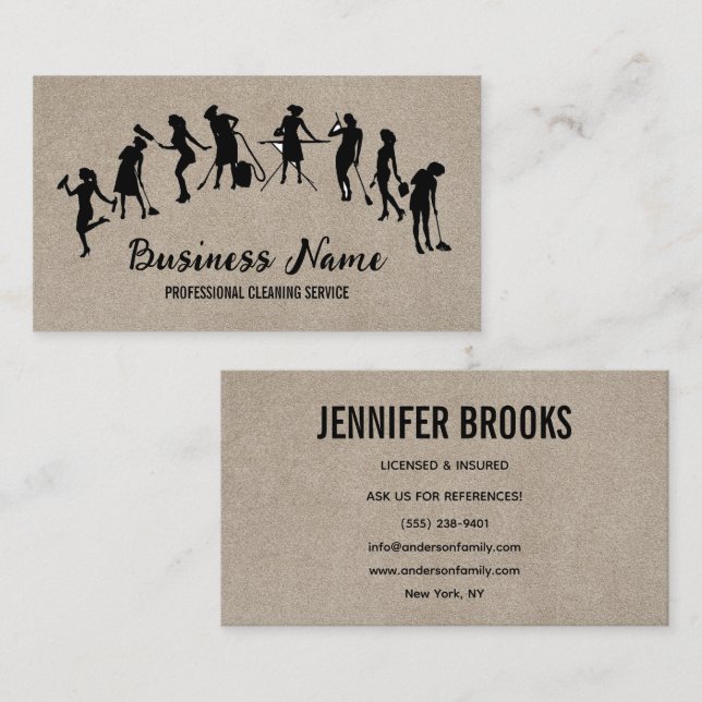 Cartão De Visita Housekeeping Maid Service Cleaning Professional (Frente/Verso)