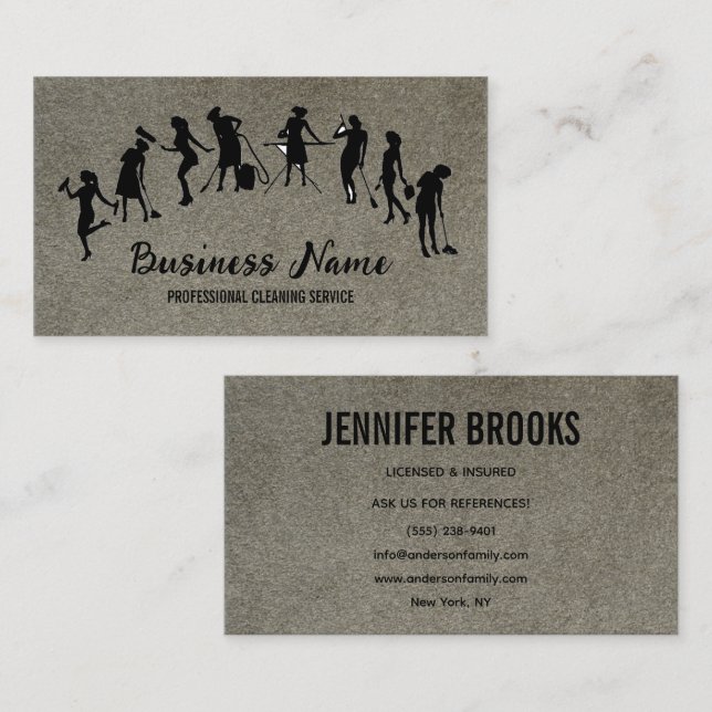 Cartão De Visita Housekeeping Maid Service Cleaning Professional (Frente/Verso)