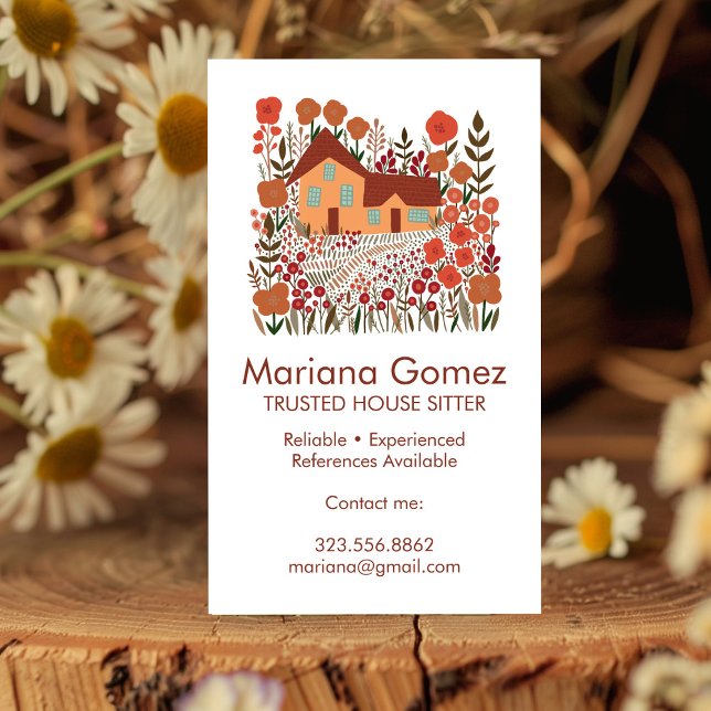 Cartão De Visita Housesitter House Sentando Jardim Farmhouse Person (Housesitter House Sitting Garden Farmhouse Custom Business Card
)