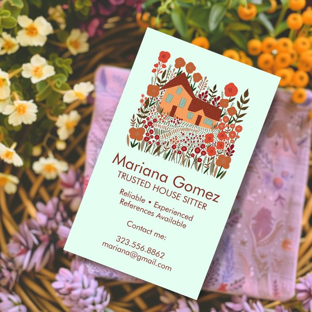 Cartão De Visita Housesitter House Sentando Jardim Farmhouse Person (Housesitter House Sitting Garden Farmhouse Custom Business Card
)