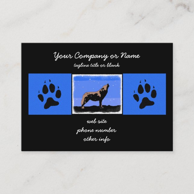 Cartão De Visita Howling Wolf no inverno - Arte original sobre a vi (Frente)