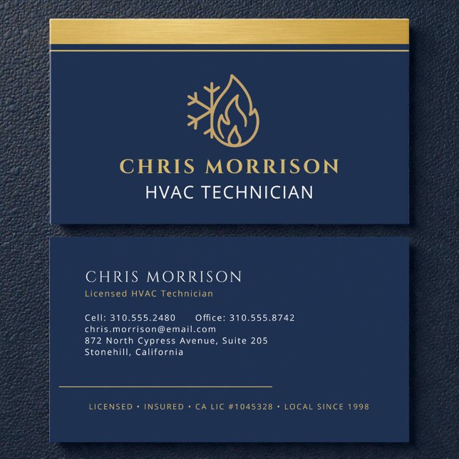 Cartão De Visita HVAC AC Heating Cooling Heat Service Tech (Criador carregado)