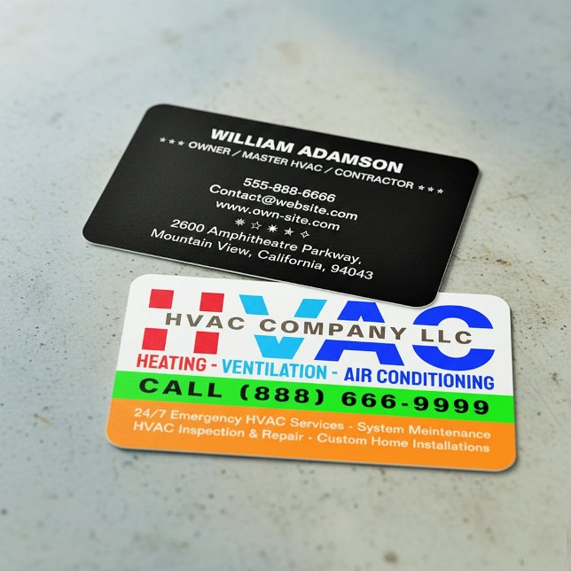 Cartão De Visita HVAC Aquecimento, Ventilação e Ar Condicionado - P (HVAC magnet business cards)