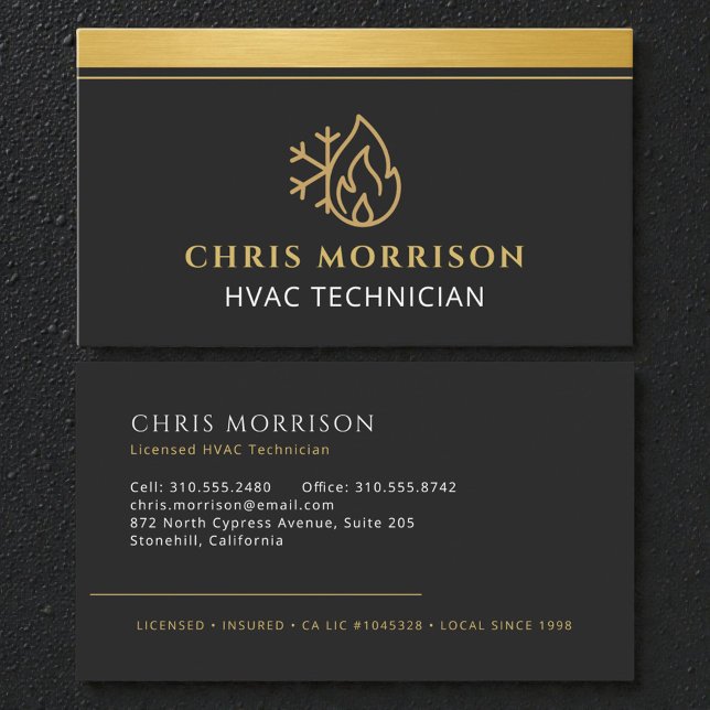 Cartão De Visita HVAC Tech AC Heating Cooling Heat Service  (Criador carregado)