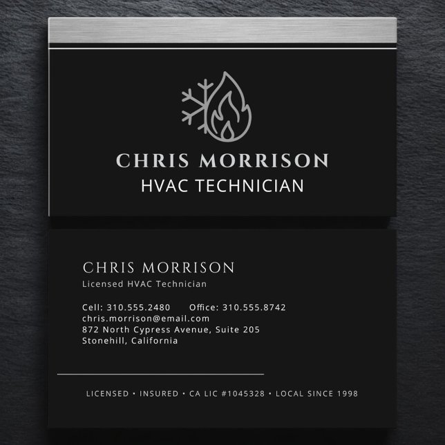 Cartão De Visita HVAC Technician AC Heating Cooling Heat (Criador carregado)