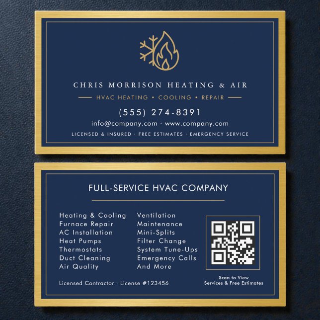 Cartão De Visita HVAC Technician Company QR Code  (Criador carregado)