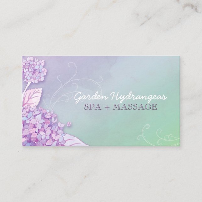 Cartão De Visita Hydrangeas Modernas Spa + Massagem (Frente)