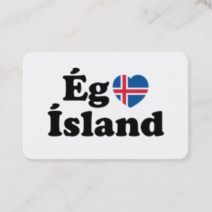 Cartão De Visita I Heart (Love) Islândia [Ég Elska Ísland] Islandês