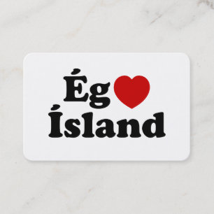 Cartão De Visita I Heart (Love) Islândia [Ég Elska Ísland] Islandês