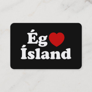 Cartão De Visita I Heart (Love) Islândia [Ég Elska Ísland] Islandês