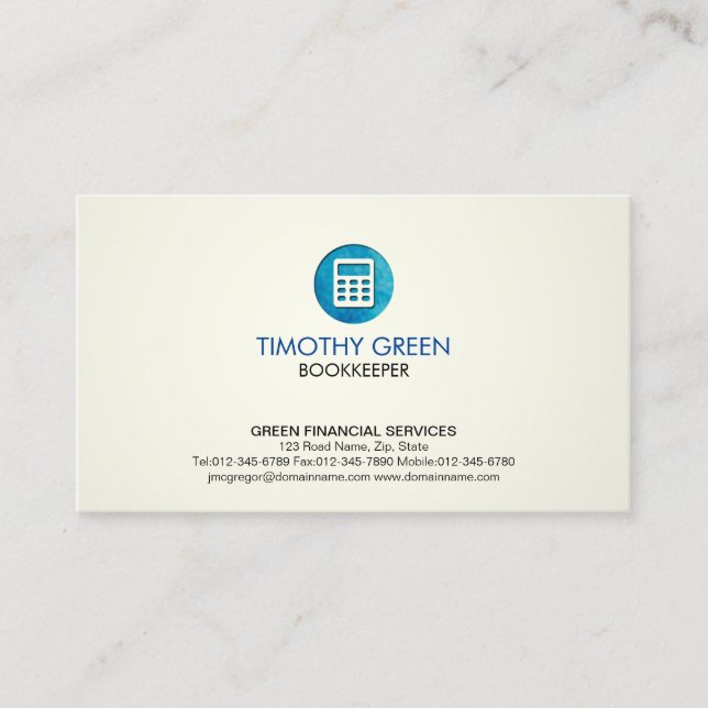 Cartão De Visita Ícone Azul de Calculadora de Serviços Financeiros  (Frente)