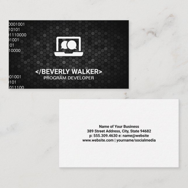 Cartão De Visita Ícone Computador e Chat (Frente/Verso)