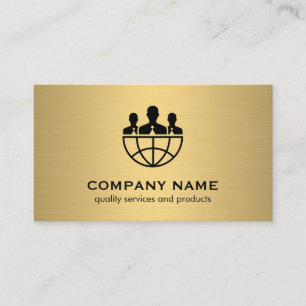 Cartão De Visita Ícone corporativo/Dourado metálico/global