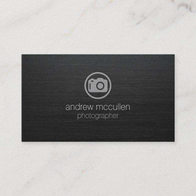 Cartão De Visita Ícone Da Câmera Fotógrafo Escuro Brutado (Frente)