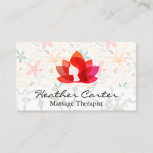 Cartão De Visita Ícone da Mulher Lotus  Dourado mármore  Rabiscos