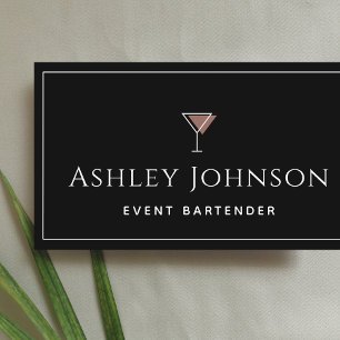 Cartão De Visita Ícone de Cocktail do Barman de Eventos Clássico 