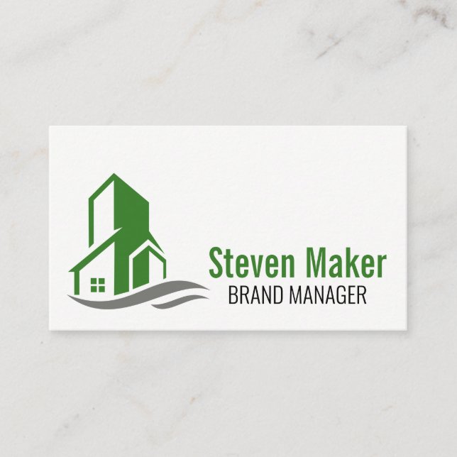 Cartão De Visita Ícone de Construção Verde (Frente)