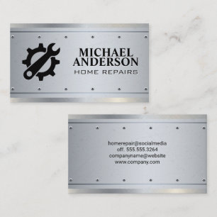 Cartão De Visita Ícone de engrenagens   Carpintaria   Rivetes metál