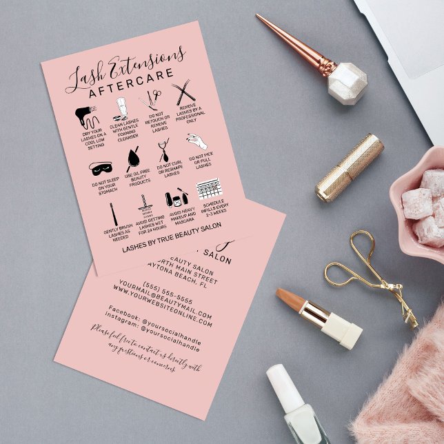 Cartão De Visita Ícone de Extensões Lash Rosa Simples (Criador carregado)