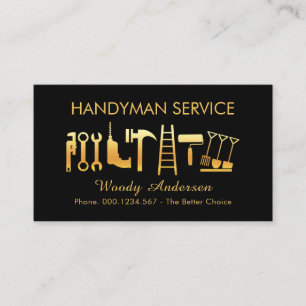 Cartão De Visita Ícone de Ferramentas de Handyman Dourado