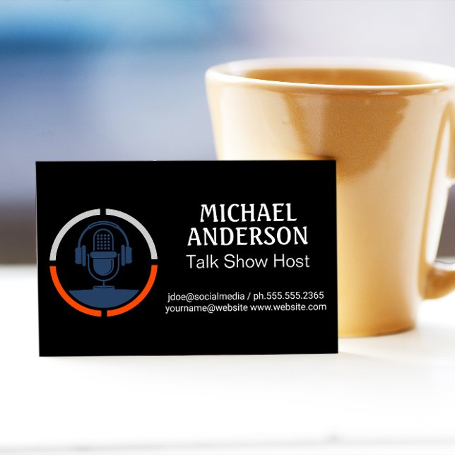 Cartão De Visita Ícone de Fones de ouvido de microfone (Criador carregado)