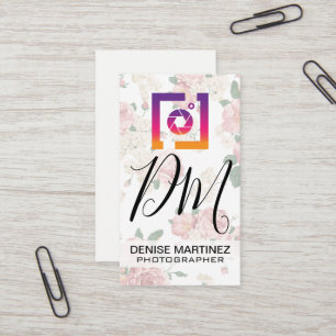 Cartão De Visita Ícone de Fotografia de Mídia Social  Vintage Flo