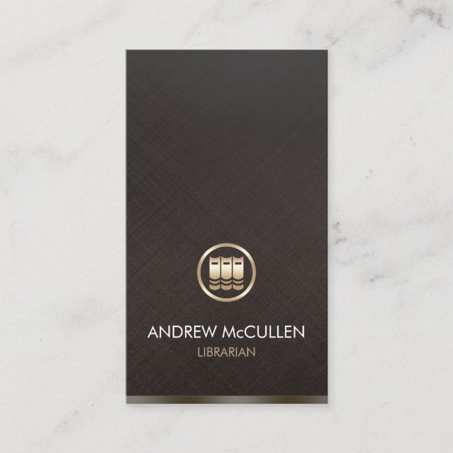 Cartão De Visita Ícone de Livros Dourados Faux Bibliotecários (Frente)