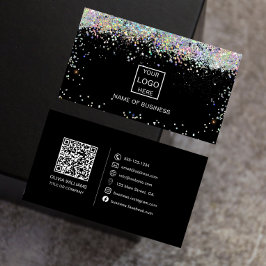 Cartão De Visita Ícone de Mídia Social Código QR Brilho Holográfico