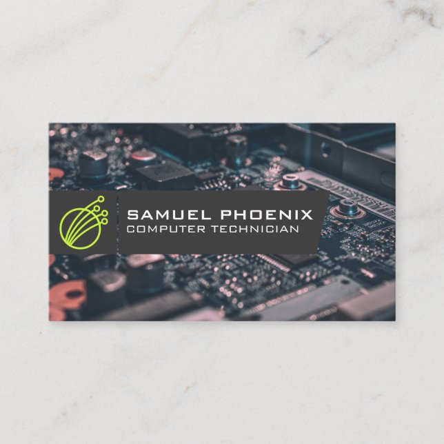 Cartão De Visita Ícone de tecnologia moderna | Peças para computado (Frente)
