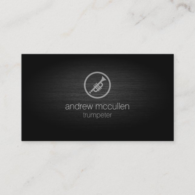Cartão De Visita Ícone de trompete com trompete com escova de metal (Frente)