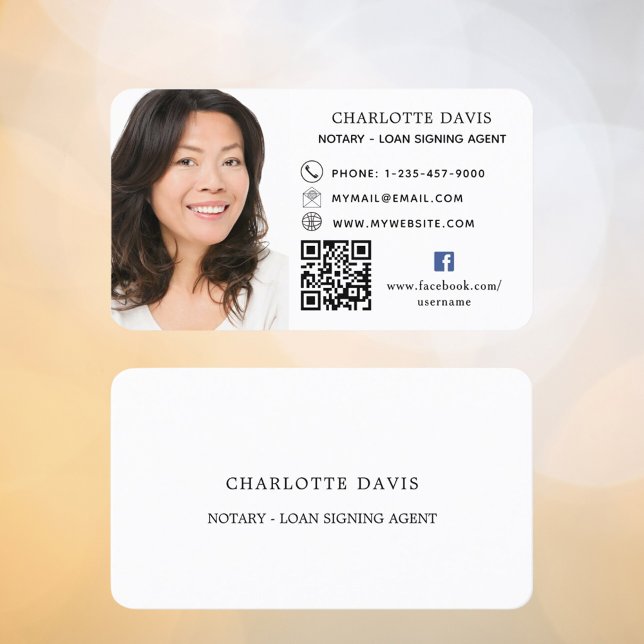 Cartão De Visita ícone do facebook com foto de código QR branco (Criador carregado)