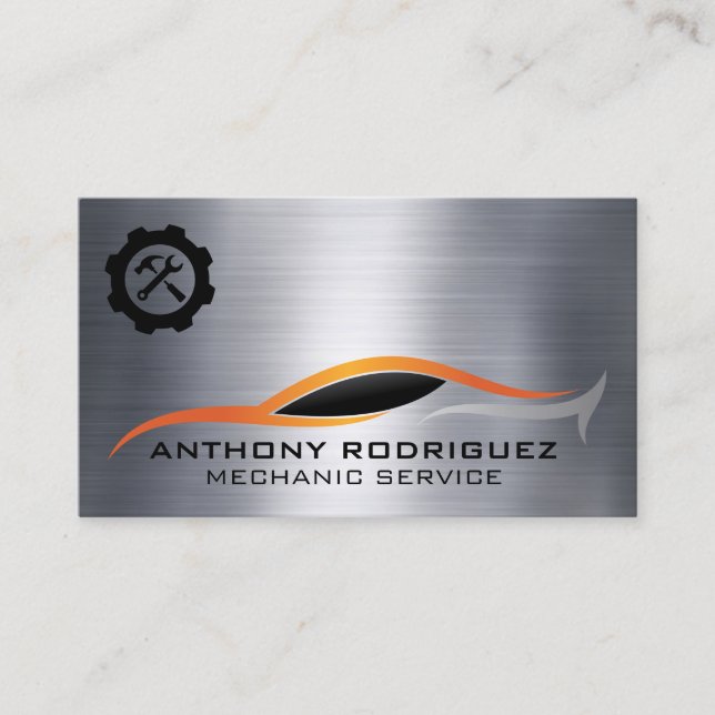 Cartão De Visita Ícone do martelo da chave | Ilustração de Carro Es (Frente)