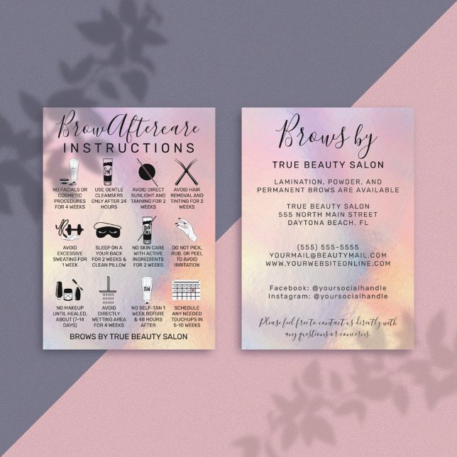 Cartão De Visita Ícone do Rainbow Holographic Brows Após Cuidados (Criador carregado)