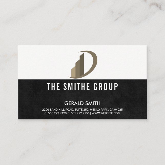 Cartão De Visita Ícone do Realtor | Textura negra (Frente)