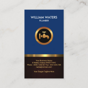 Cartão De Visita Ícone Dourado impressionante de madeira azul retr